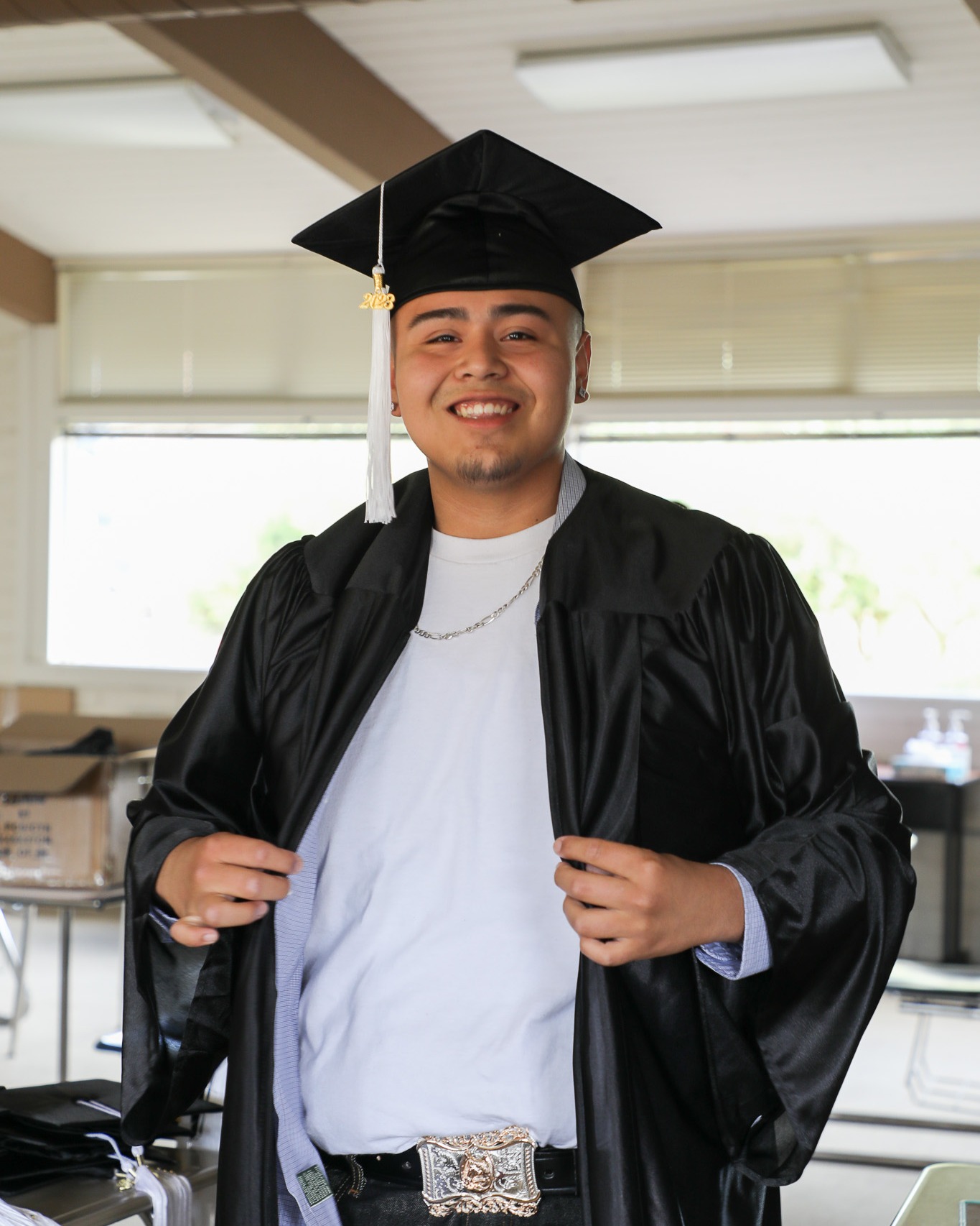 Student wearing graduation gown